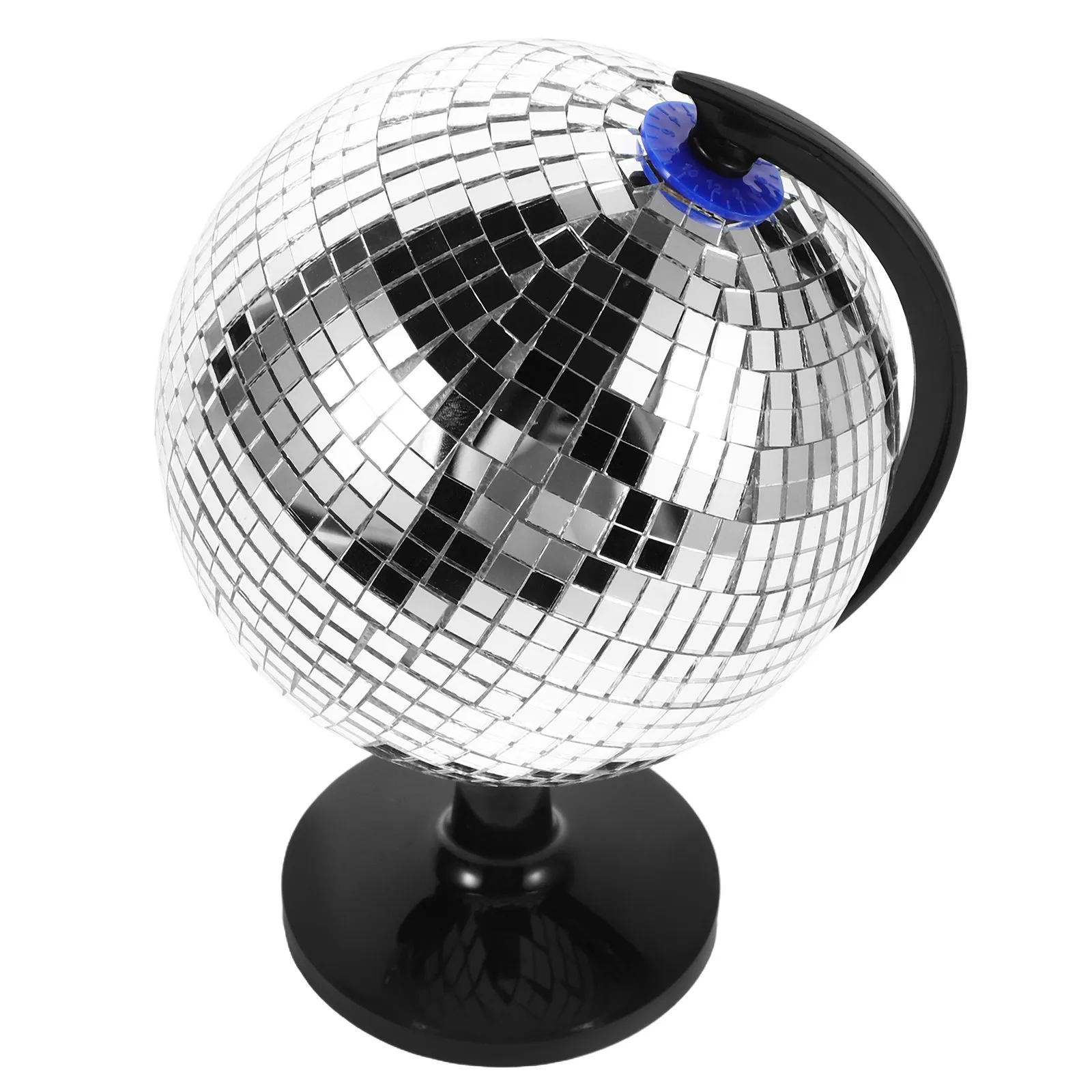 

Earth Globe Disco Ball Style Silver Rotatable Reflective Desk Decor for Office Study Living Room Unique Decorative Piece