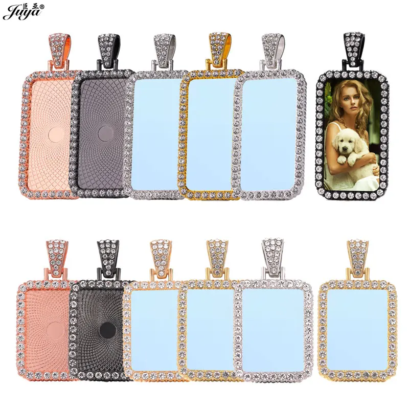 10sets Blank Sublimation Pendant Base 18x25/19x38mm Rectangle Tray For DIY Heat transfer Picture Jewelry Accessories Supplies