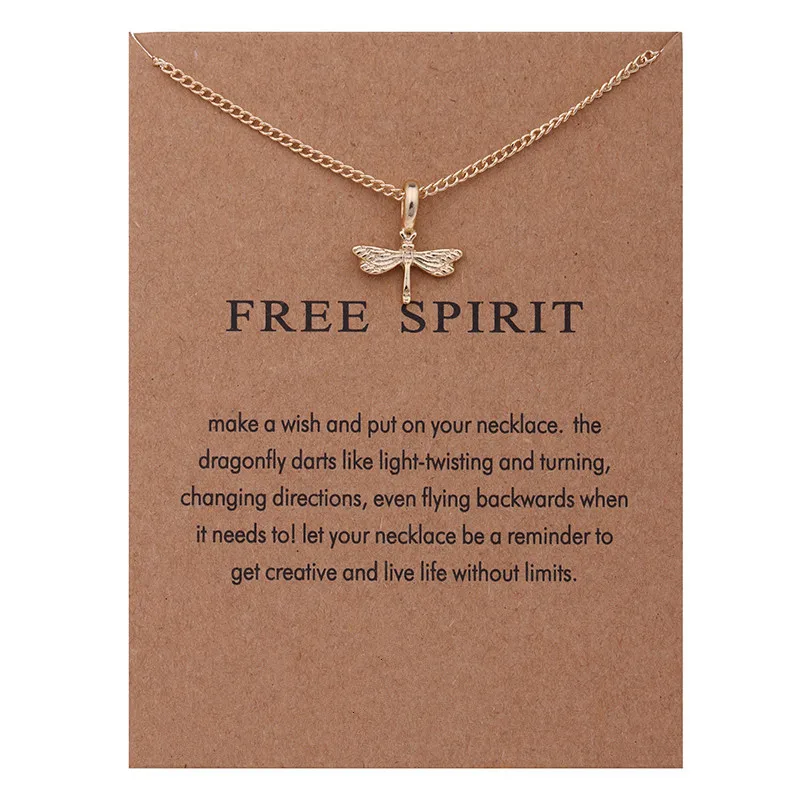 New Trendy Fashion Silver Gold Color Alloy Free Spirit Dragonfly Pendant Necklaces for Women Girl Fashion Jewelry Dropship