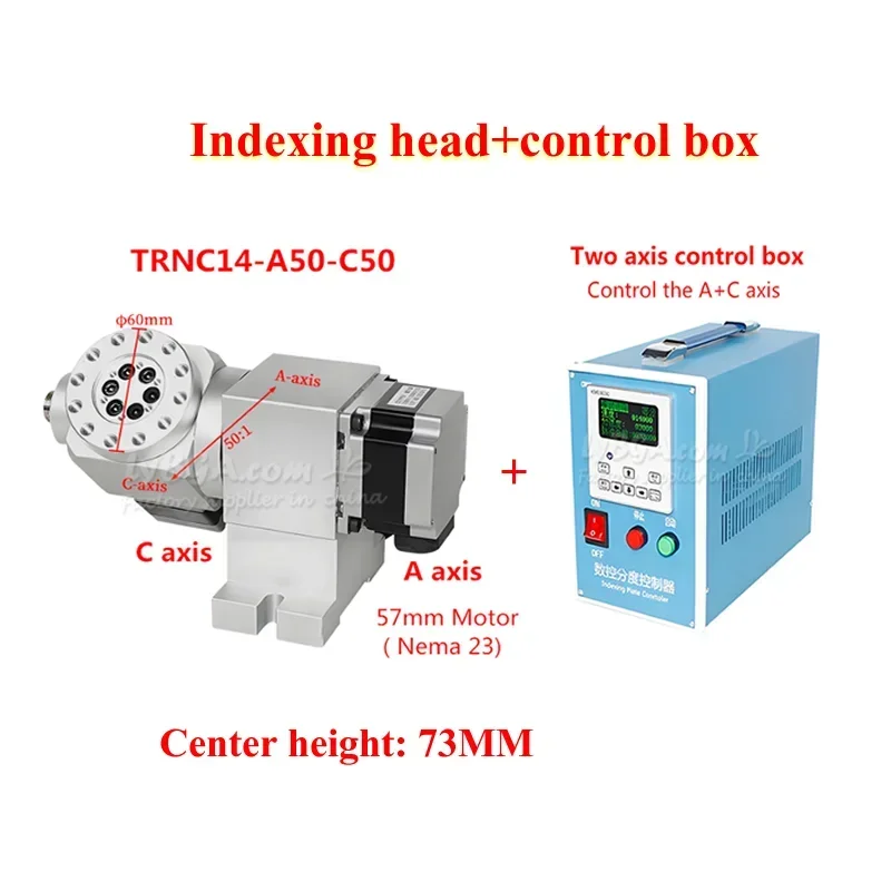 Harmonic Drive CNC 4th 5th B Rotary Axis Speed Reducing Ratio 50:1 Wood Metal Milling Machine Option Control Box Routers Tools
