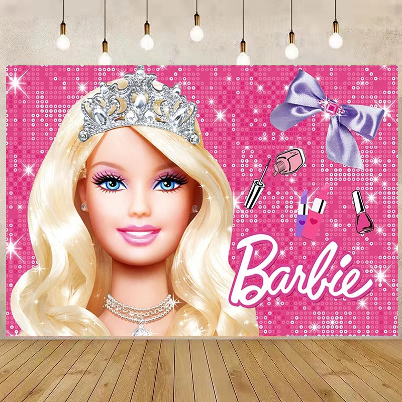 Disney Barbie Birthday Decorations Tableware Set Cup Plate Balloons Backdrop Banner Baby Shower Kids Girls Party Event Supplies