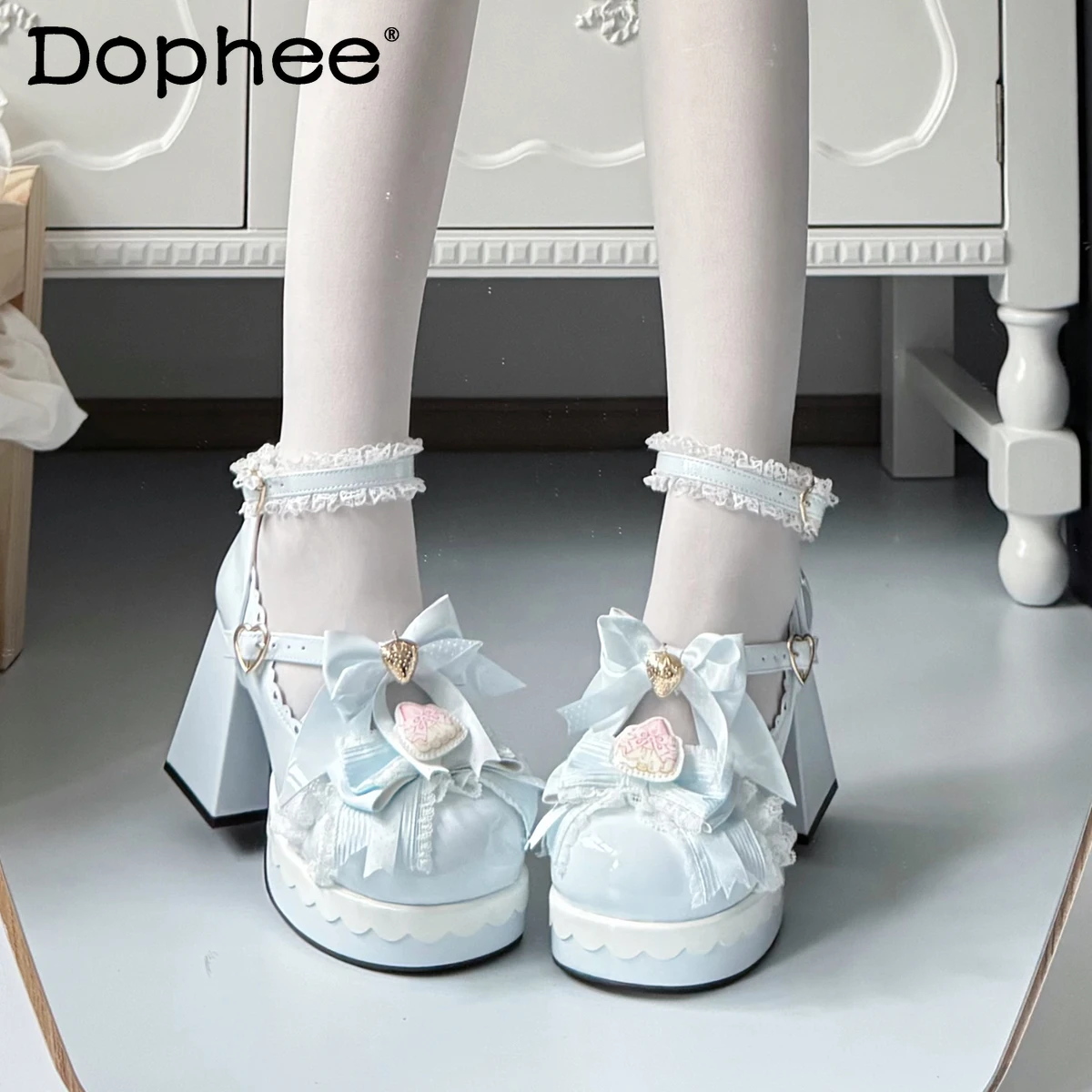 

Original Mine Mass-Produced Lolita High Heels Autumn New Women's Cute Bow Mary Jane Shoes Princess Birthday Party Y2K Pumps