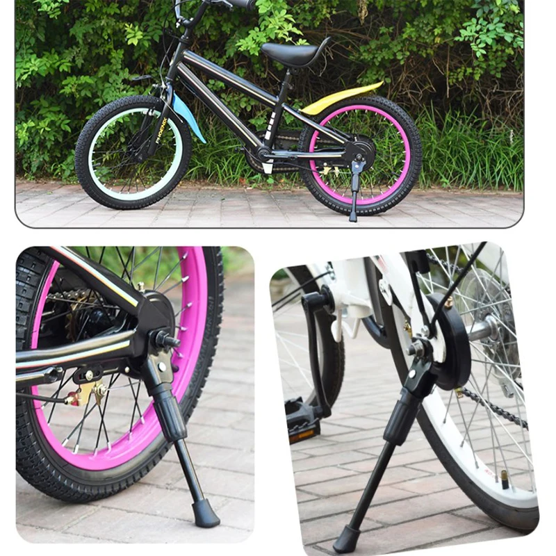 Kids Bike Kickstand for 12 14 16 18 Inch Wheel Bicycle Side Kick Stand Rear Mount Premium Steel Bikes Support Racks