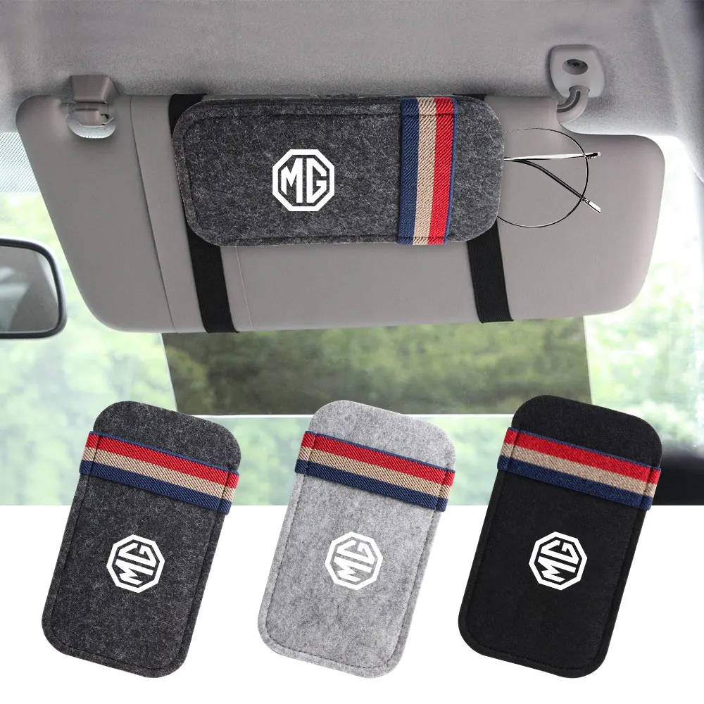 1 pz Auto Pelle Scamosciata Occhiali Borsa di Immagazzinaggio Visiera Parasole Organizer Clip Per MG Morris Garages GT MG3 MG6 MG5 MG7 GS Pilot HS ZS ZX
