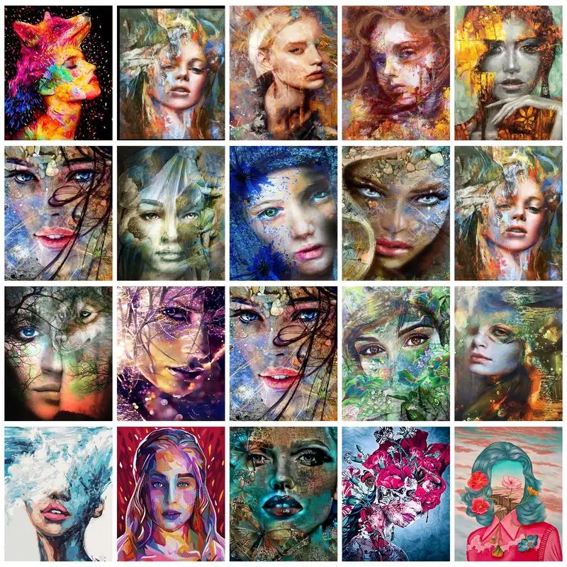 

GATYZTORY Abstract Colorful Woman Paint by Numbers PAINT KIT Paintings on Number Zero Basis Acrylic Paint Wall Art Hobby