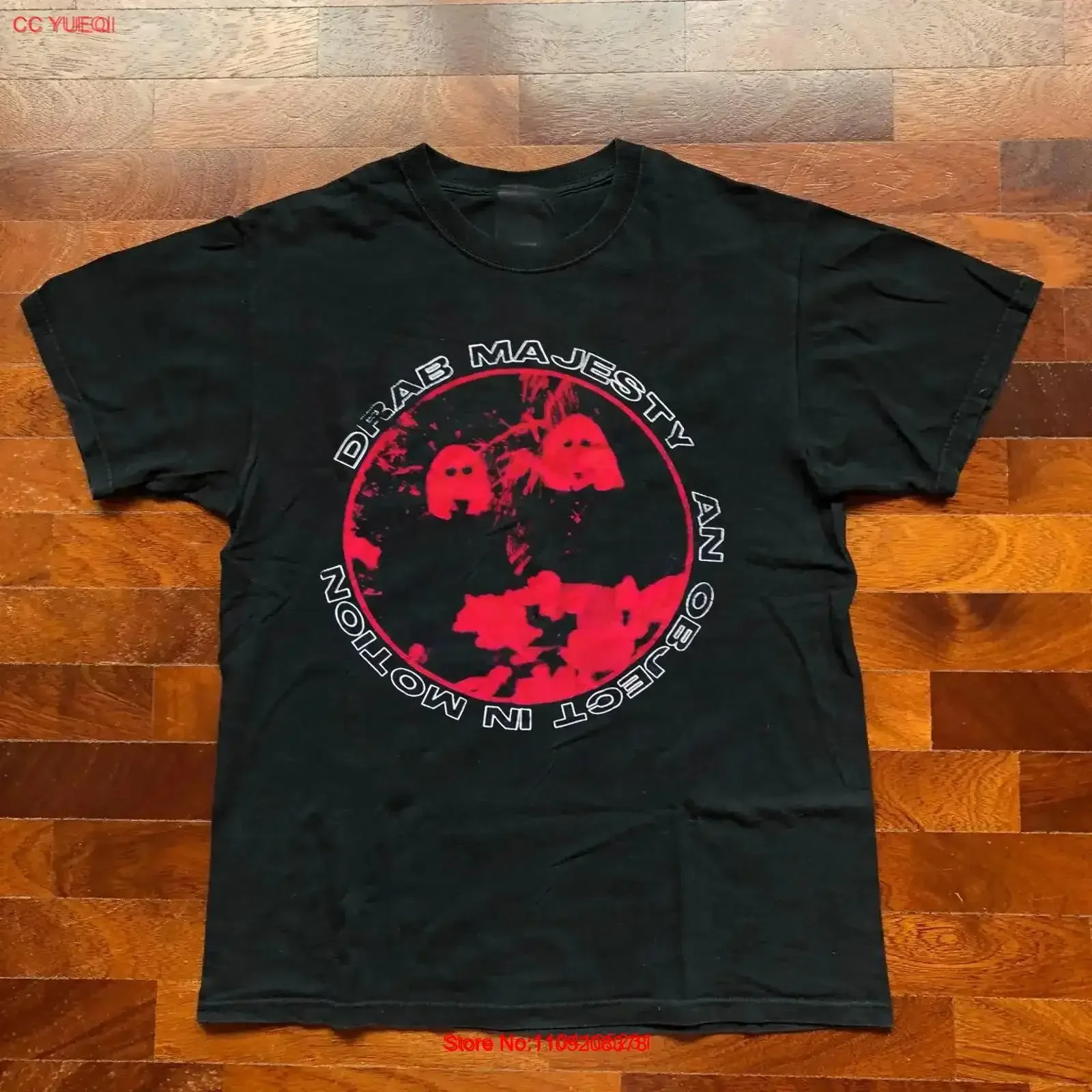 Drab majesté un objet en mouvement noir toutes tailles t-shirt KH1771 vintage lavé confortable streetwear légèrement graphique