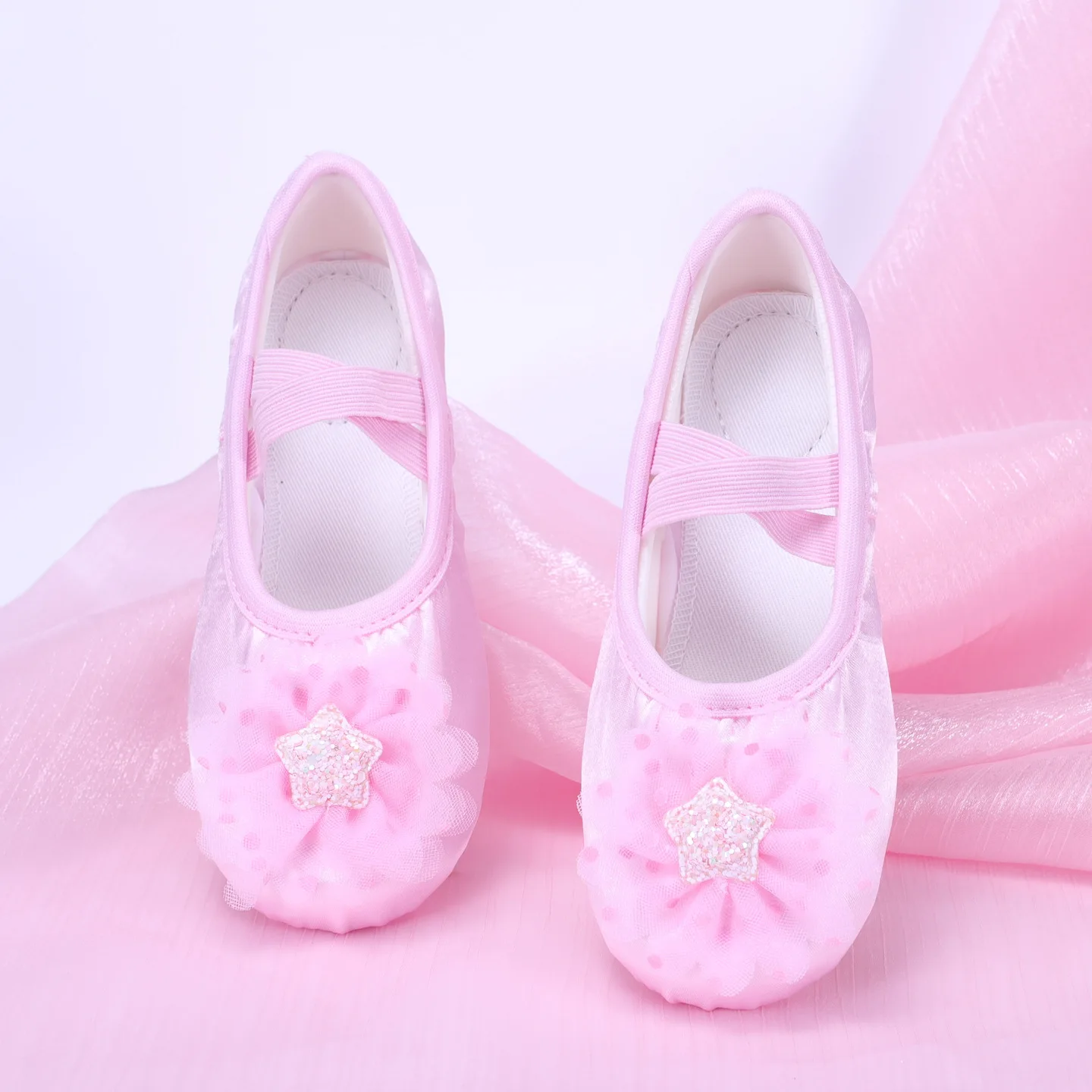 

Розовые детские туфли с мягкой подошвой, женские классические туфли для танцев, милые атласные дышащие профессиональные балетные туфли