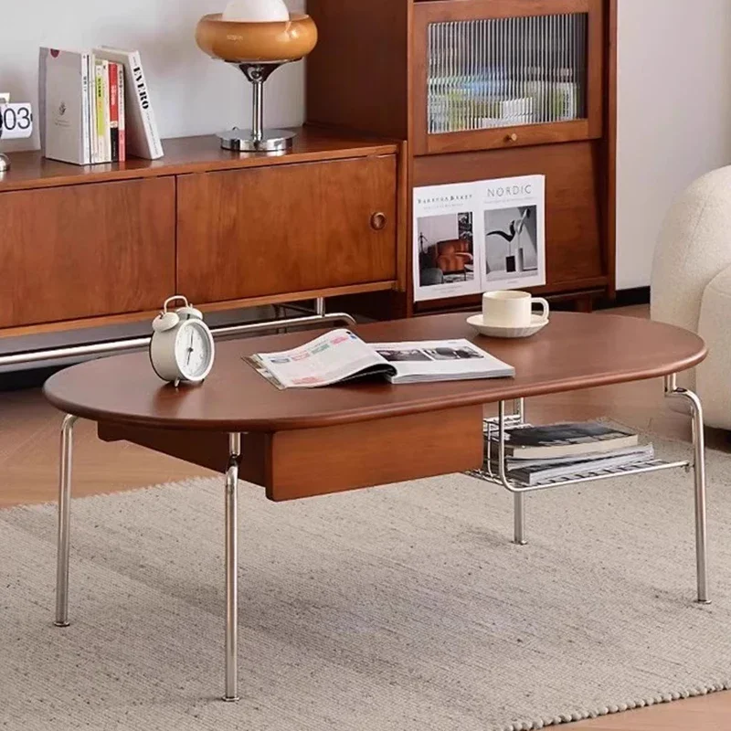 Designer Wood Coffee Table Nordic Metal Luxury Living Room Aesthetic Coffee Table Writing Minimalist Meubles Home Furniture