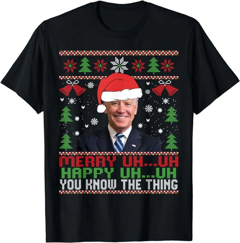 NEW LIMITED Funny Santa Joe Biden Merry Uh Uh Christmas Ugly T-Shirt S-5XL Anime Graphic T-shirts for Men Clothing Women Tees Hi