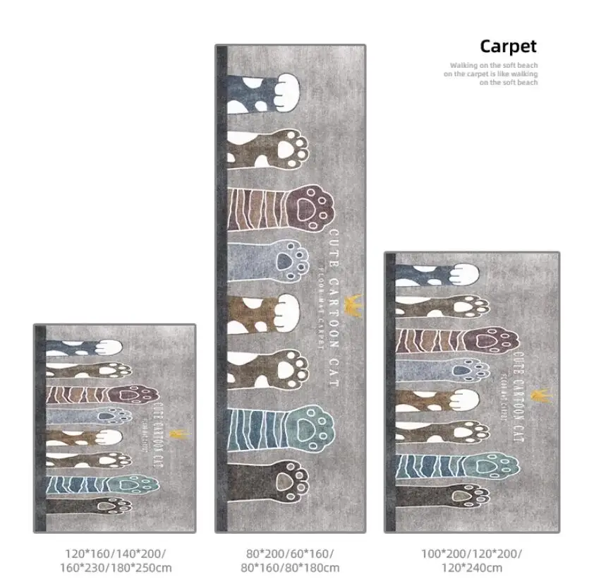 Rectangle Fleece Thick Living Room Carpet Simple Decorative Bedroom Carpet Bedside Table Rug Children's Room Cartoon Play Mat