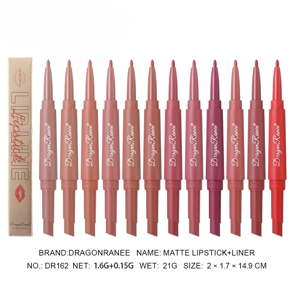 Dwustronna szminka do ust Dwufunkcyjna, nieprzywierająca, matowa, biała kredka do konturowania ust