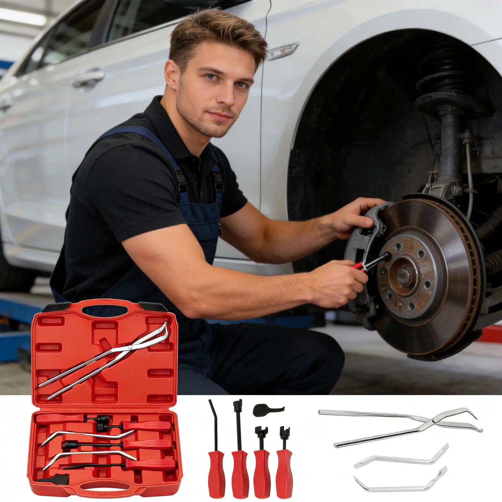 

Brake Spring Tool 8 Pieces Metal Anti-Slip Portable Drum Brake Spring Adjustment Tool For Adults Lovers Families Men