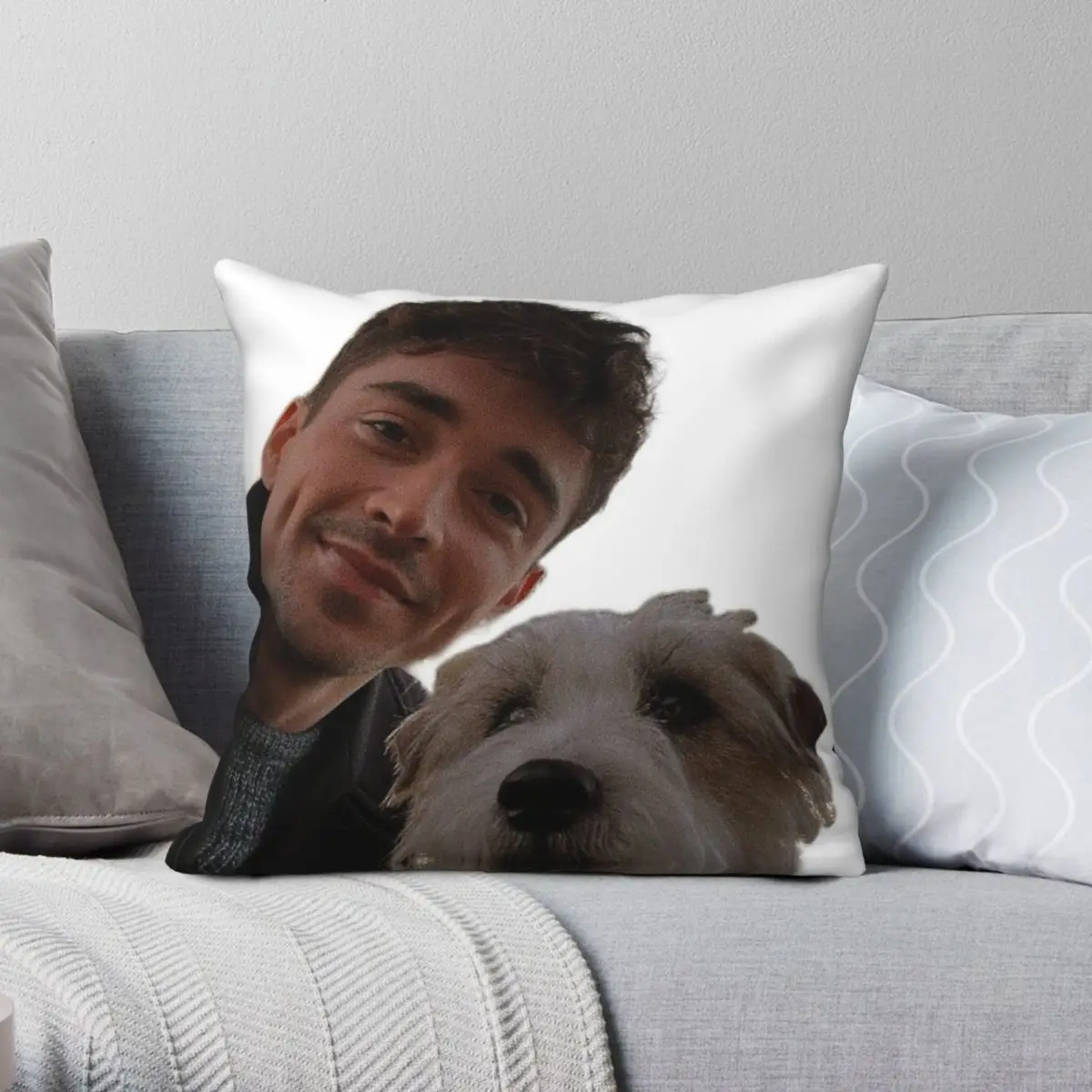 Charles Leclerc And Dog Selfie Square Pillowcase Polyester Linen Velvet Printed Zip Decor Pillow Case Sofa Seater Cushion Cover