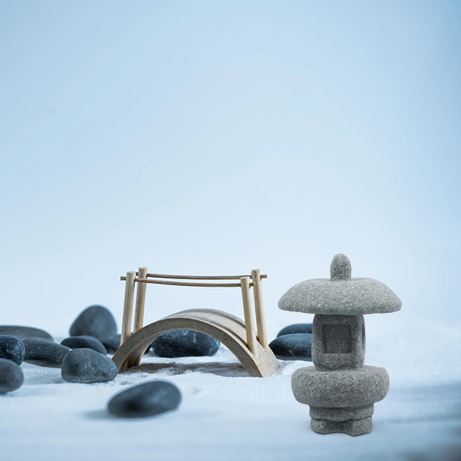 

Lantern Stone Statue Mini Pavilion Figurines Durable Sandstone Garden Decor Outdoor Zen Accessories Fish Tank Resin Craft