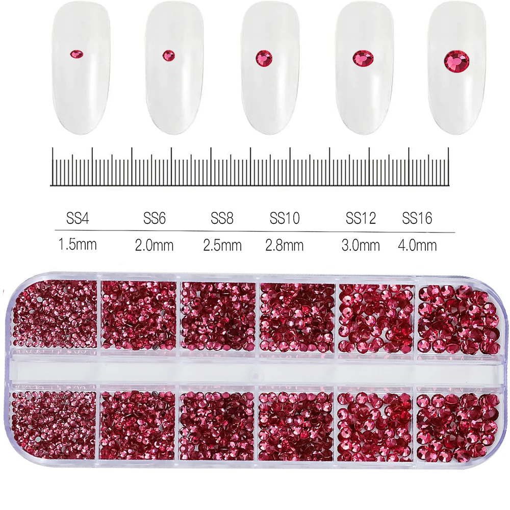 12 Grids Mixed Mini Weihnachten Edelsteine Nagel Charms 2mm Luxus Kristall Nagel Glitter Strass Rot/Grün Flatback Weihnachten nagel Teile