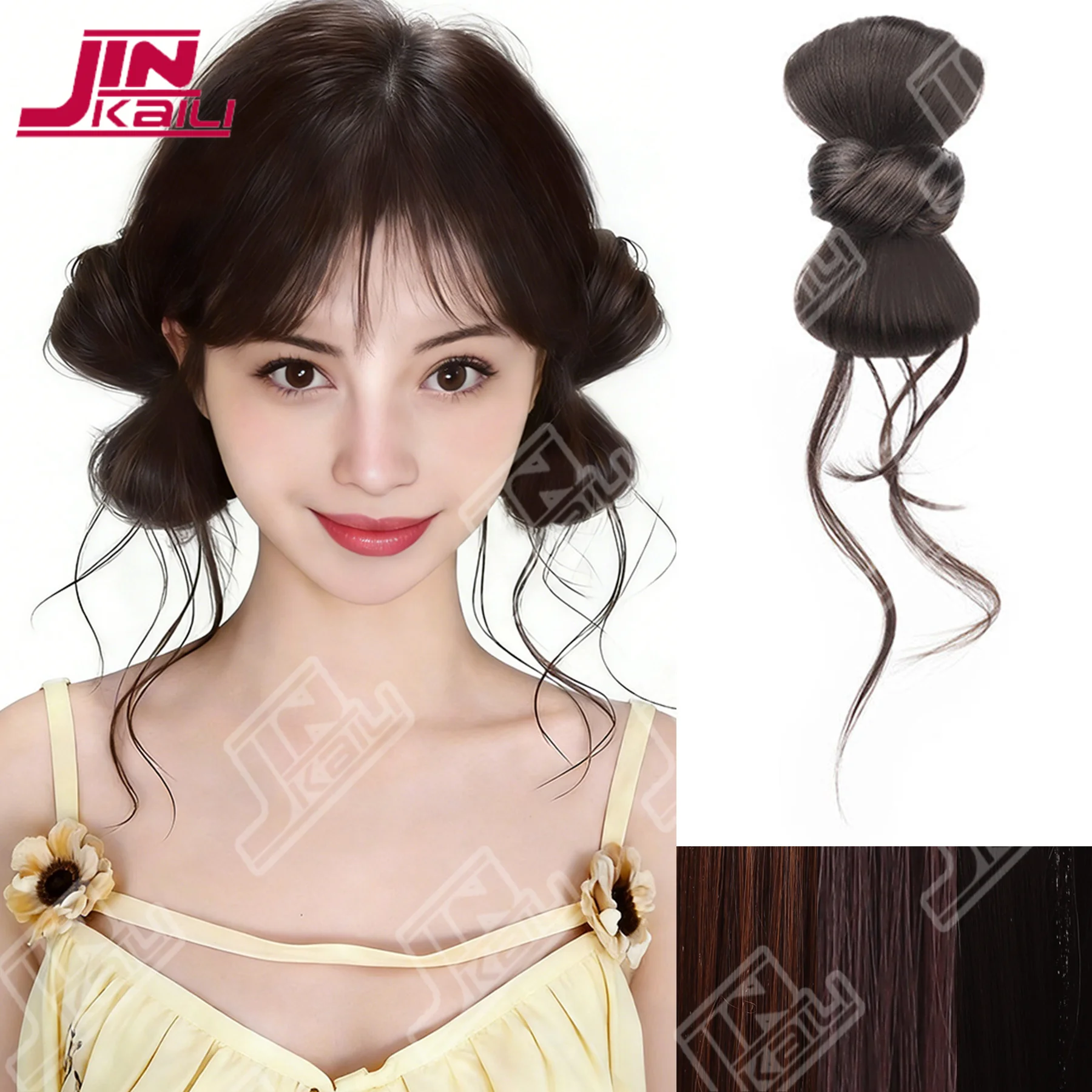 

JKL Women's Bowknot Claw Clip Hair Bun, Elegant Natural Ponytail Extension, Dragon Beard Synthetic Chignon Wig