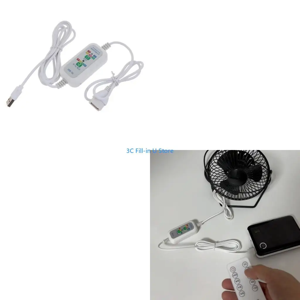 G8TA 5V USB Extension Cable with 4 Speed Adjustable Remote 2-12Hour Timing for USB Powered LED Light Lamp USB Ceiling Fan