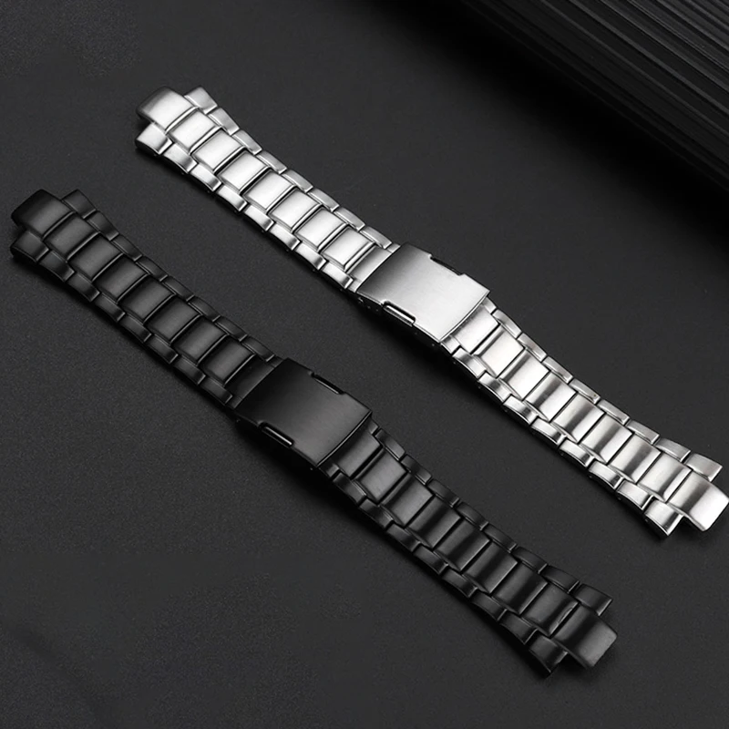 Solid Precision Steel Watch Chain For Casio Edifice EQW-M1100 EQW-A1000 Stainless Steel Metal Watch Strap Raised Mouth 13mm