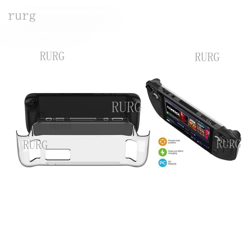 R+ Transparent PC Protective Case for Steam Deck, Semi-Wrapped, Scratch-Resistant Hard Shell