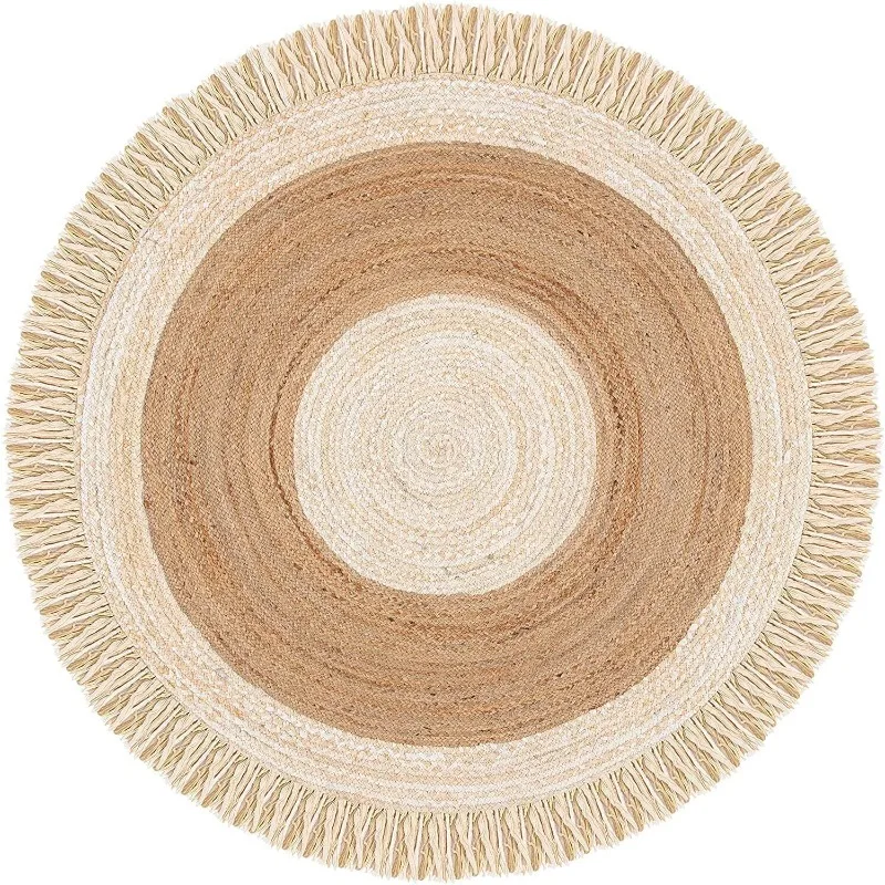

Ковер из натурального джута, круглый ковер, тканый вручную ковер для гостиной, двусторонний
