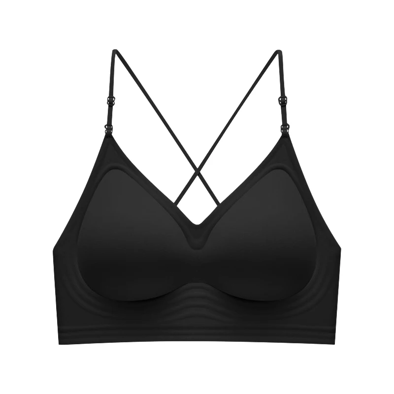 FINETOO Damen 3-in-1 Neckholder-Bralette, Rückenfreier Nahtloser BH mit Dünnen Trägern, Sexy Einfarbige Unterwäsche