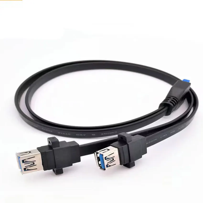 Dual 2 Port USB 3.0 Front Panel Extension Cable A Type Female to 20 Pin Box Header Female Slot Adapter Cable