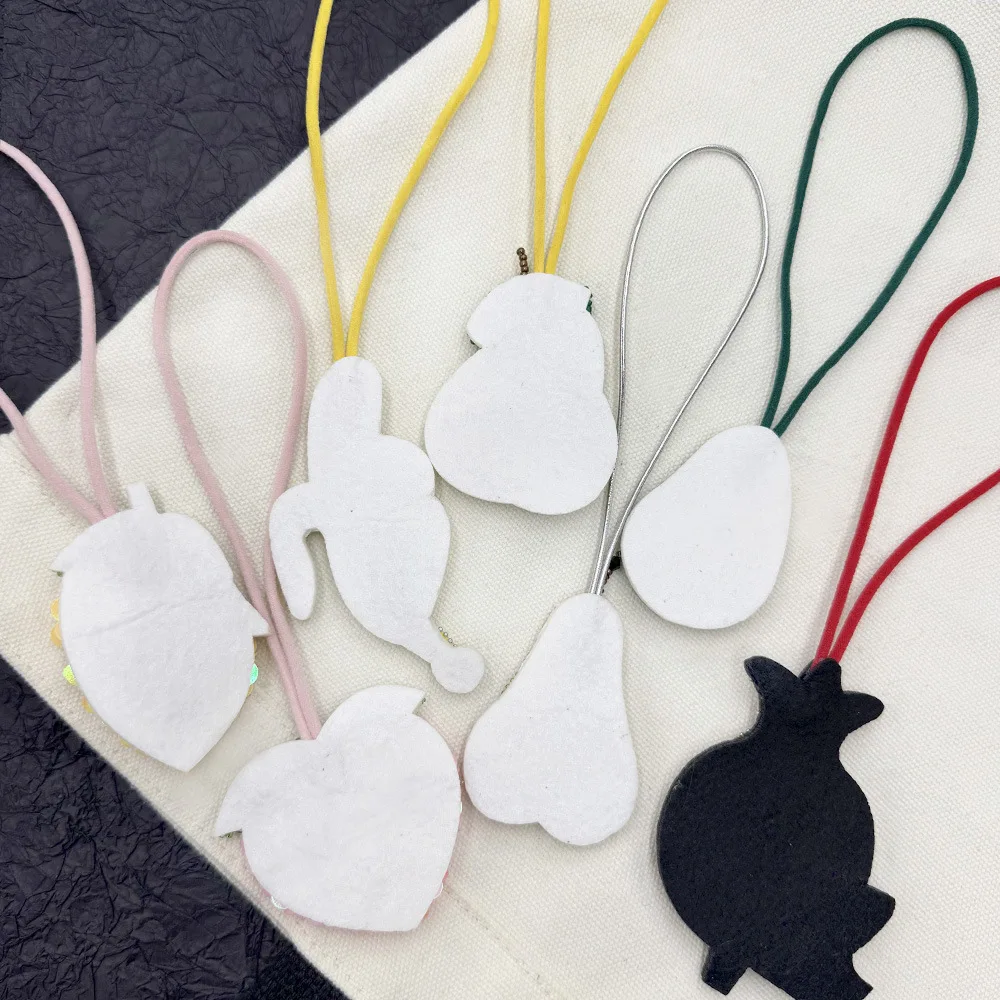 Parche de cuentas de fruta creativo, colgante DIY para bolso, llavero, apliques de cuentas, parches de cuerda colgantes con cuentas de pera y plátano hechos a mano