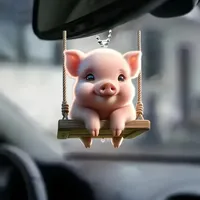2D Acrylic Car Pendant car ornament accessories Cute pig for animals Decoration Backpack attachment keychain
