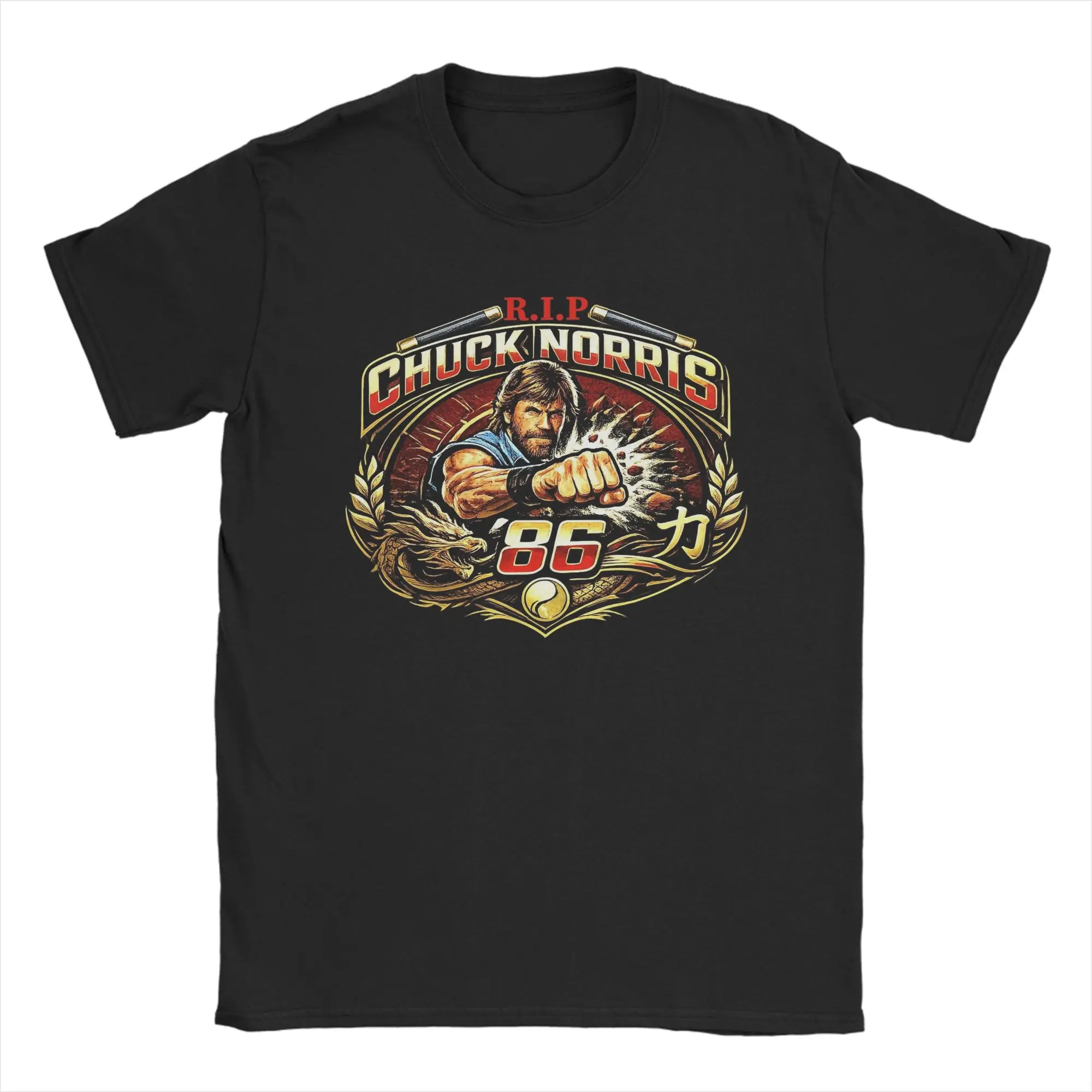 Men's Chuck Norris Greatest of all Time T Shirts  Pure Cotton Clothes Novelty Short Sleeve Round Collar Tee Shirt 5XL T-Shirt