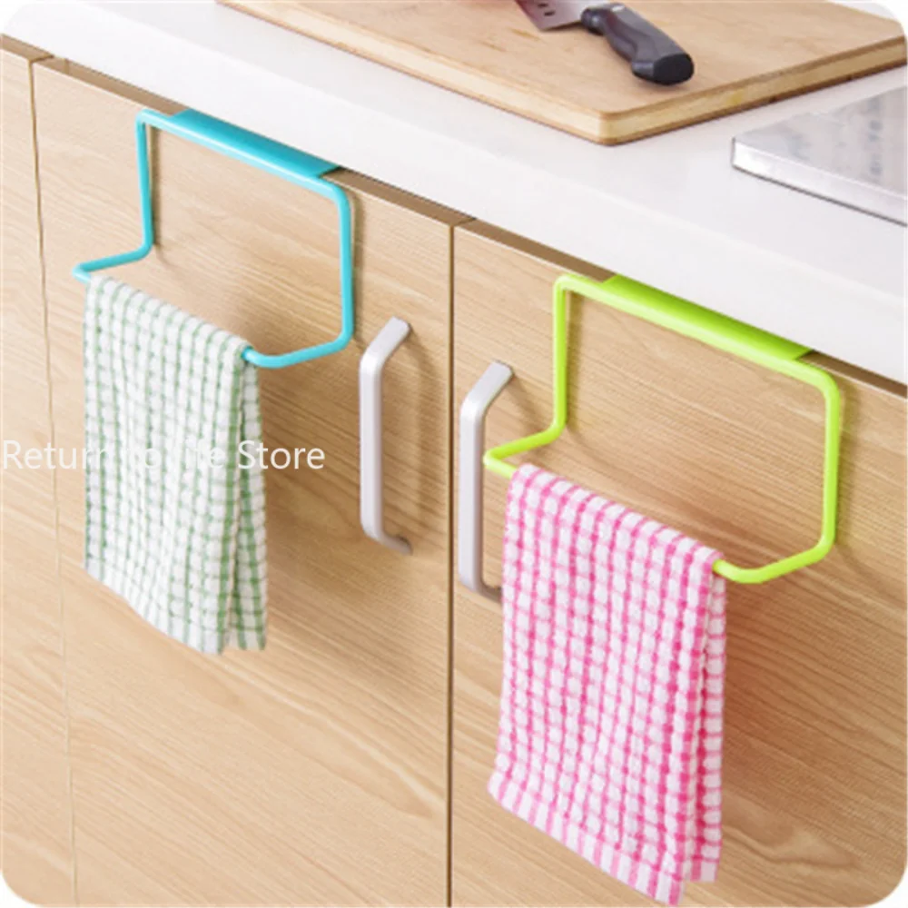 Plastic Hanging Holder Towel Rack Multifunction Cupboard Cabinet Door Back Kitchen Accessories Home Storage Organizer 1Pcs