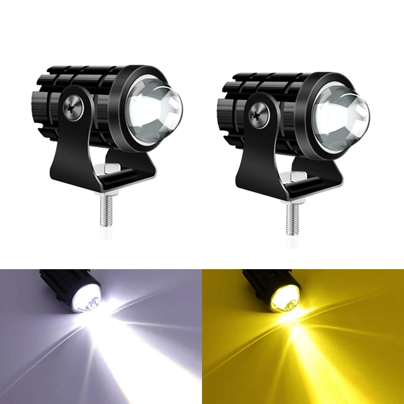 

Motorcycle Mini Driving Light Headlight Universal Dual Color ATV Scooter for Auxiliary Spotlight Lamp Moto Fog light Accessories