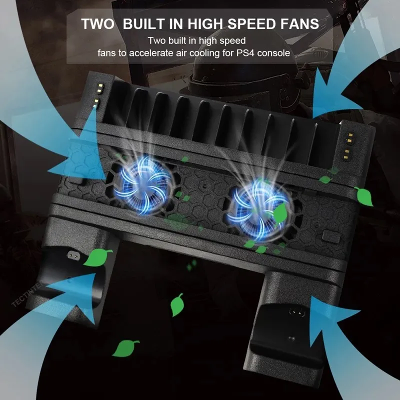 Dla PS4/PS4 Slim/PS4 PRO konsola Cooler podwójny kontroler ładowarka do sony Playstation 4 pionowy stojak z wentylatorem chłodzącym