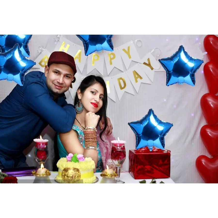 10 قطعة شكل نجمة احباط مايلر بالون مملّع بالهليوم 18 "بالون حفلة عيد ميلاد الديكور احباط بالونات الزفاف استحمام الطفل ديكور الأزرق