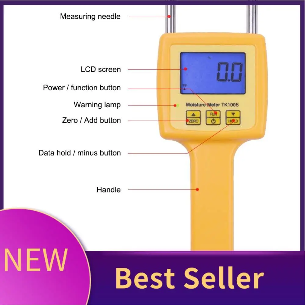 HFES Digital Moisture Meter,Portable Grain Moisture Meter,Humidity Digital Tester Hygrometer Analyzer Suitable For Corn,Wheat,Ri
