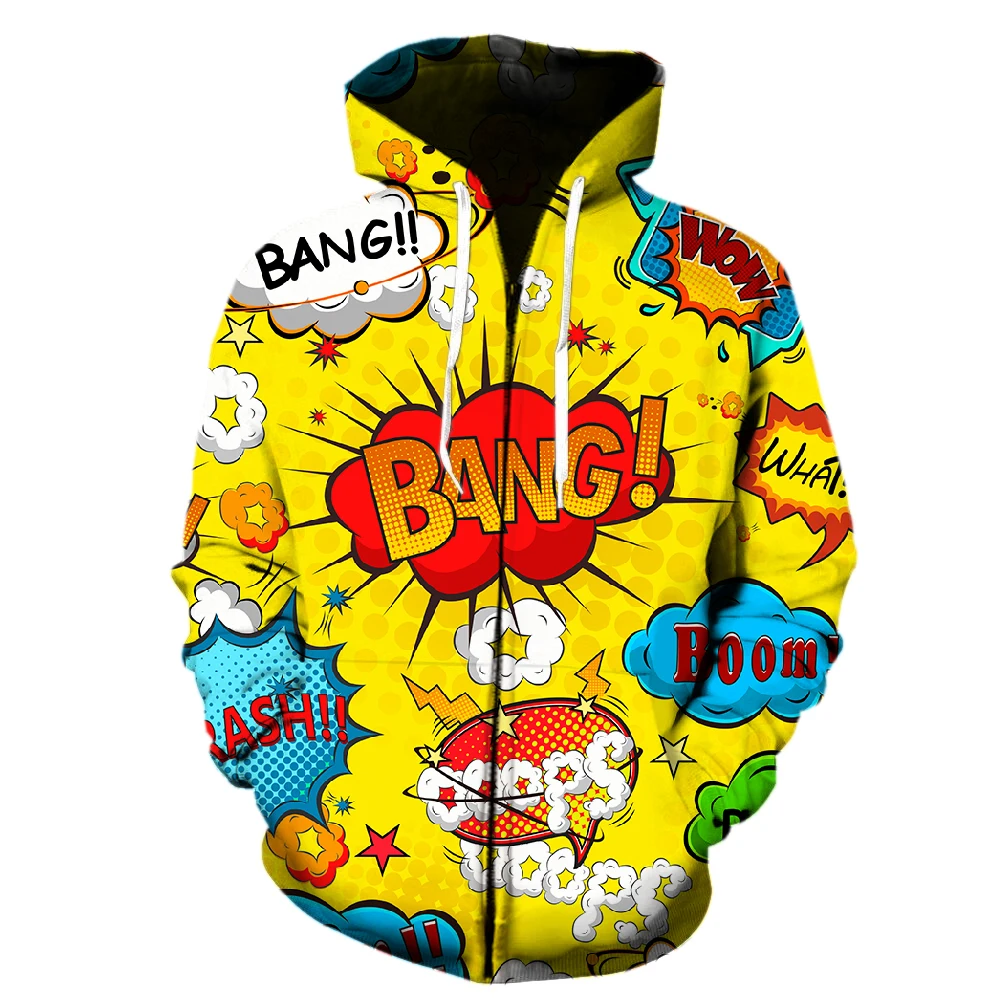 

Explosion Boom Men's Zipper Hoodie Long Sleeve Oversized Unisex Harajuku Funny Sweatshirts 3D Printed Hip Hop Fashion Teens Tops