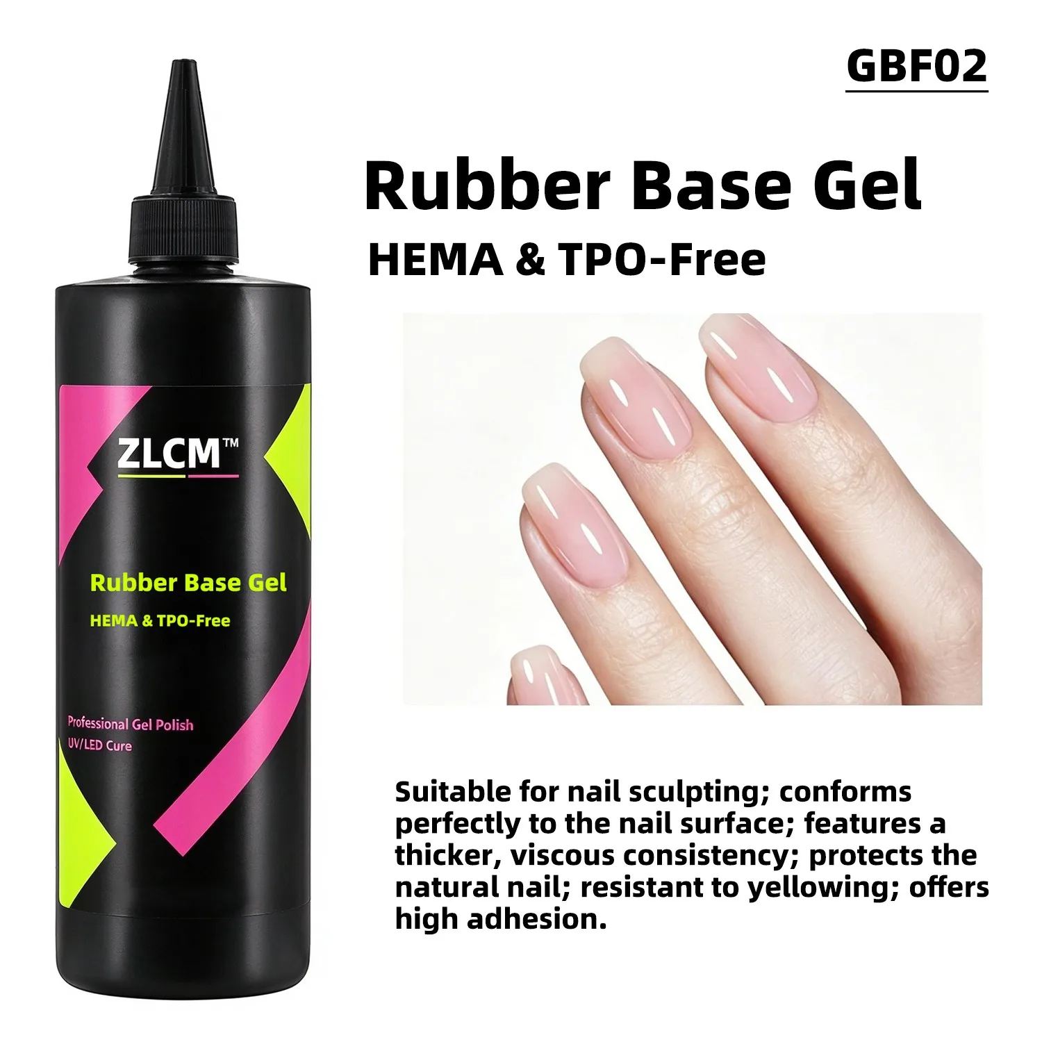 Base Coat HEMA & TPO-Free, Low Sensitive Nail Gel Base, Safe Formula for Sensitive Nails DIY Manicure, Requires UV/LED Lamp