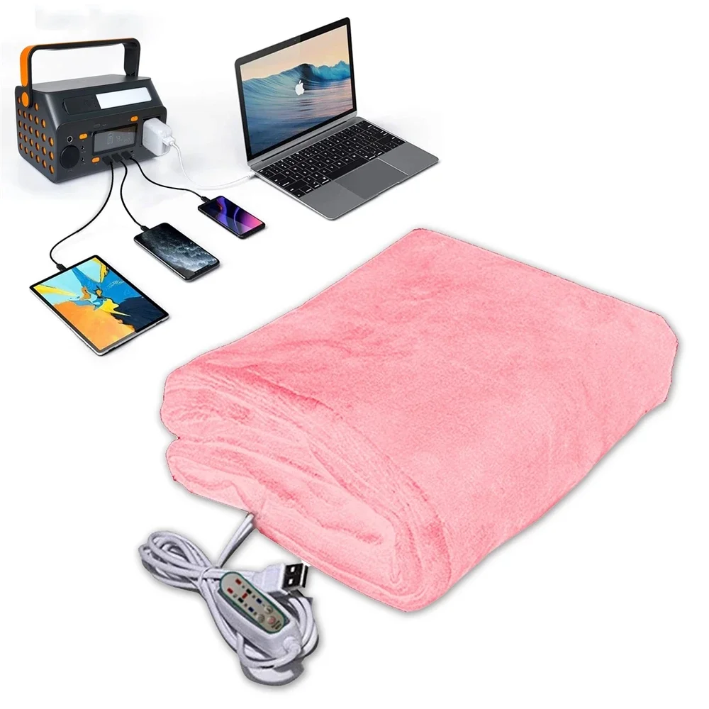 USB Electric Blanket Soft Fast Heating Shawl Throw Hand Knee Feet Lap Legs Warmer Heater Home Outdoor Travel Camping Accessories