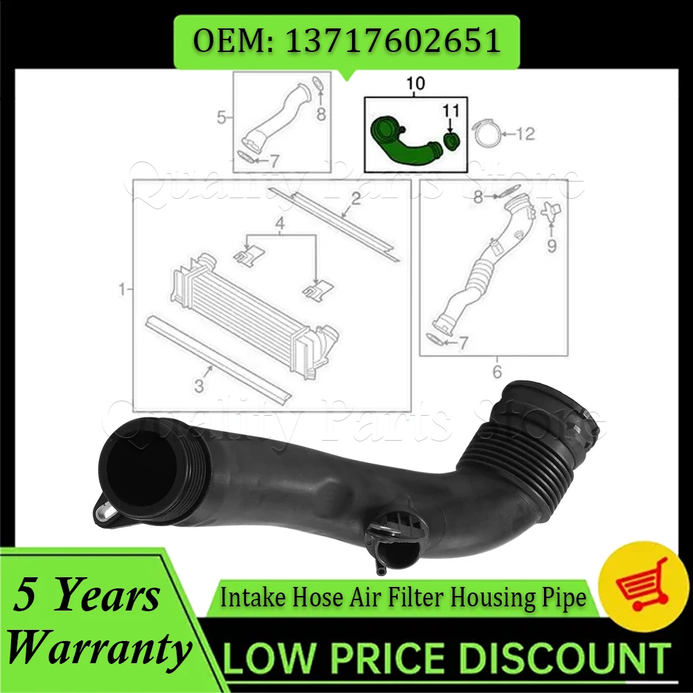 

13717602651 Fits For BMW 1 2 3 4 Series F30 F20 F32 F22 New Intake Hose Air Filter Housing Pipe to Turbocharger