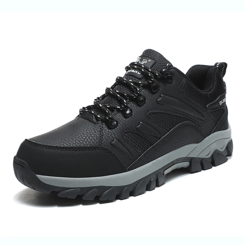 HIKEUP-Botines impermeables de cuero genuino para hombre y mujer, botas de nieve transpirables de goma, zapatos de seguridad para el trabajo, 36-48