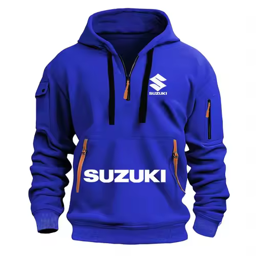 Suzuki new 2025 autumn and winter men's sweatshirt hoodie outdoor street sports casual brand print hoodie half zip sweatshirt - Image 6