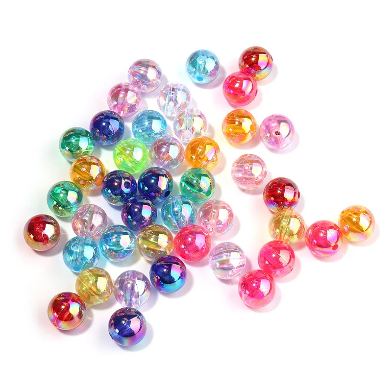 6 8 10mm Rainbow AB Color Acrylic Beads  Clear Plastic Round Beads Loose Spacer Beads for Jewelry Making DIY Bracelet Necklace