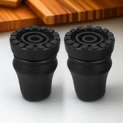 2 Stück rutschfeste Gehstockspitzen aus schwarzem Gummi, 19 mm Gehstock-Endkappen, robuste Krückenabdeckungen für ältere Menschen, Gehstabilität