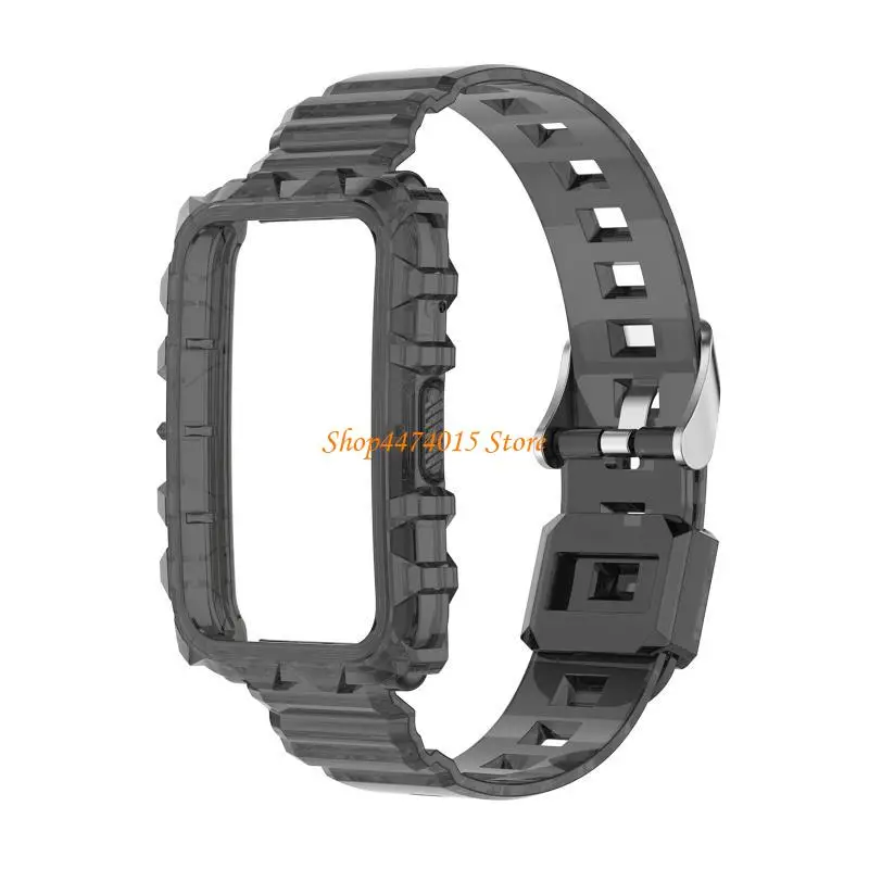 K1AA Integrated Clear Watch Band+Soft for Case for Mi Band 7 Strap TPU Bracelet