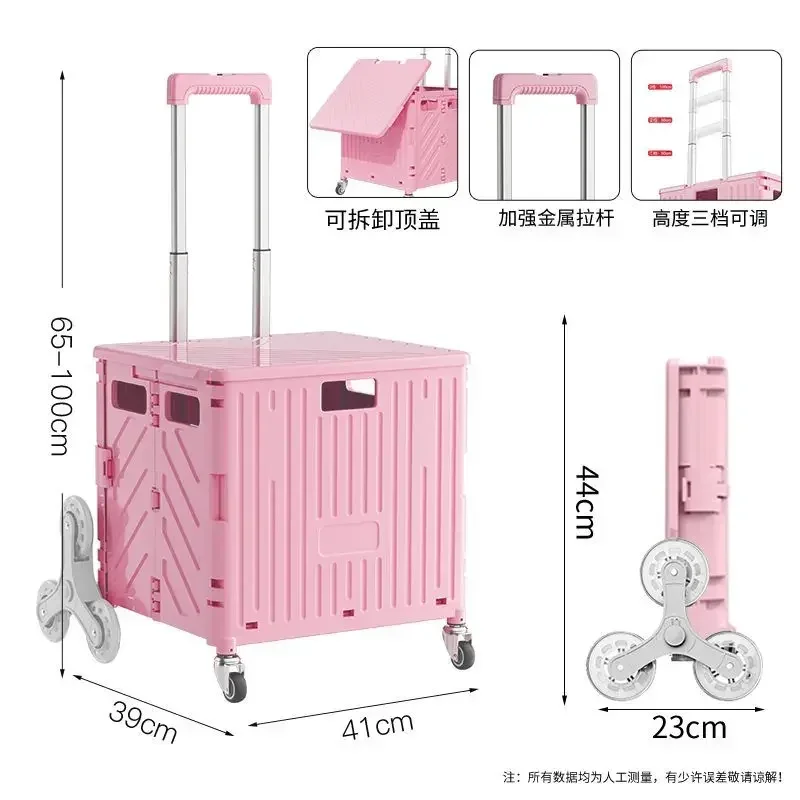 

2024 new Folding Utility Cart, Foldable Cart with Telescoping Handle Rolling Cart for Shopping, Grocery Storage Foldable Office