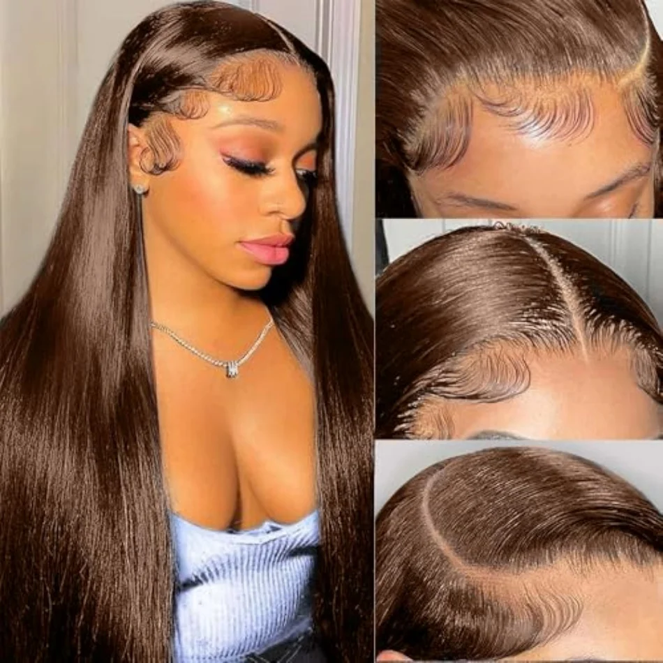 Bot Recht Chocoladebruin 13x4 HD Kant Frontale Pruiken 100% Vietnamese Ruwe Maagdelijke Haar Pre Geplukt Lijmloze Pruiken Menselijk Haar