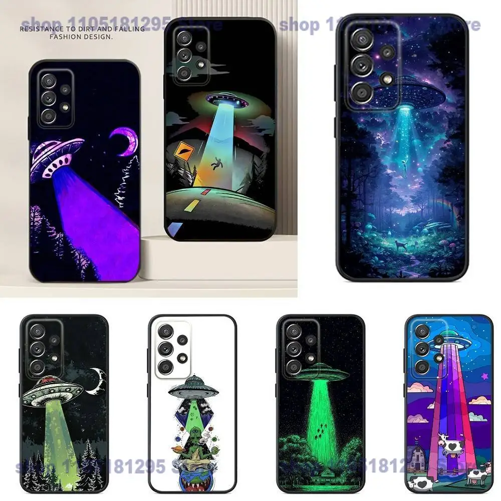 حافظة هاتف مضحكة UFO Alien Thing لهاتف سامسونج S25,24,23,22,21,20,Ultra,10,10E,Plus Note20 حافظة سوداء #1