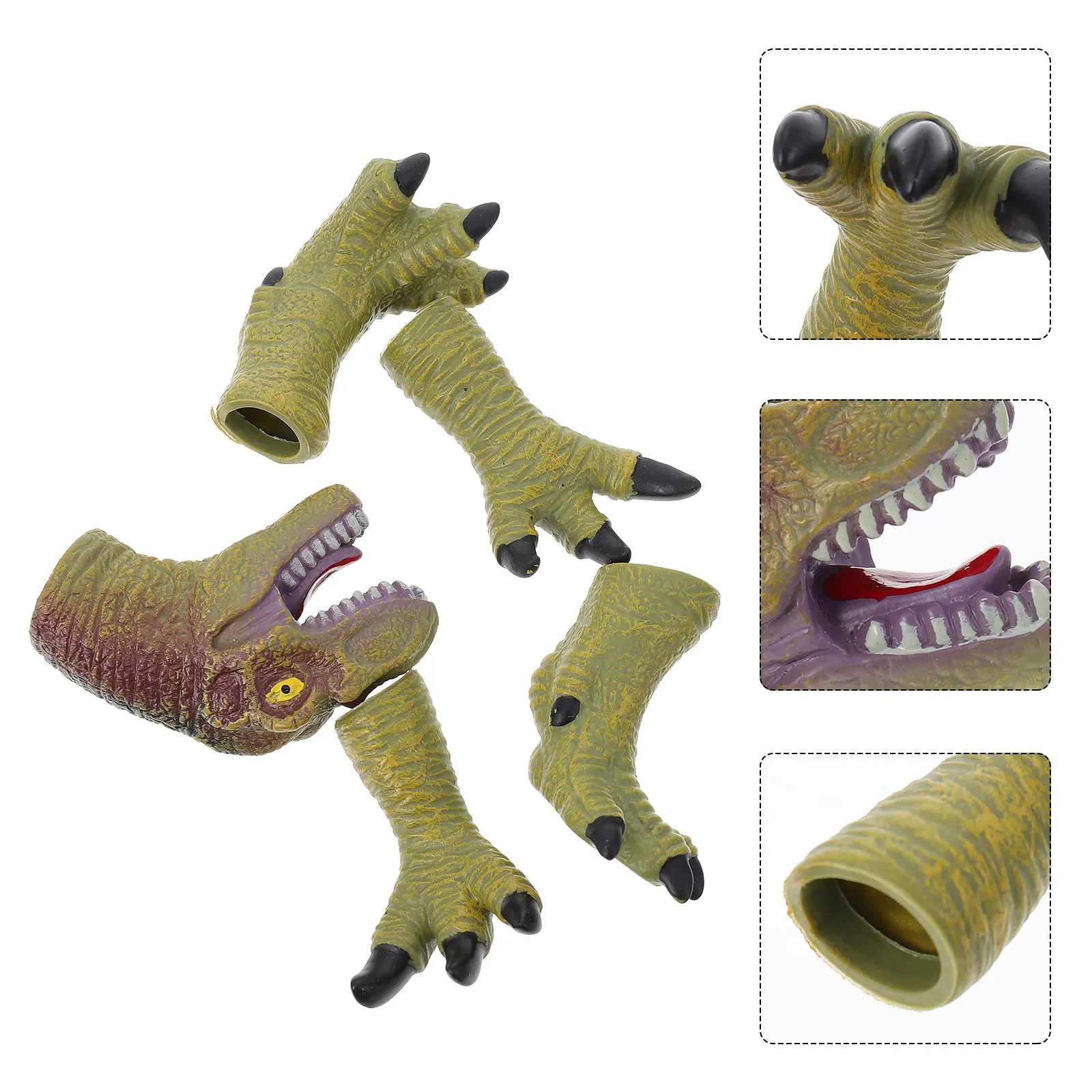 1Set Dinosaurs Hand Puppet Comfortable Vinyl Gloves for Imaginative Play Party Props Animal Puppets for Boys Girls Entertainment