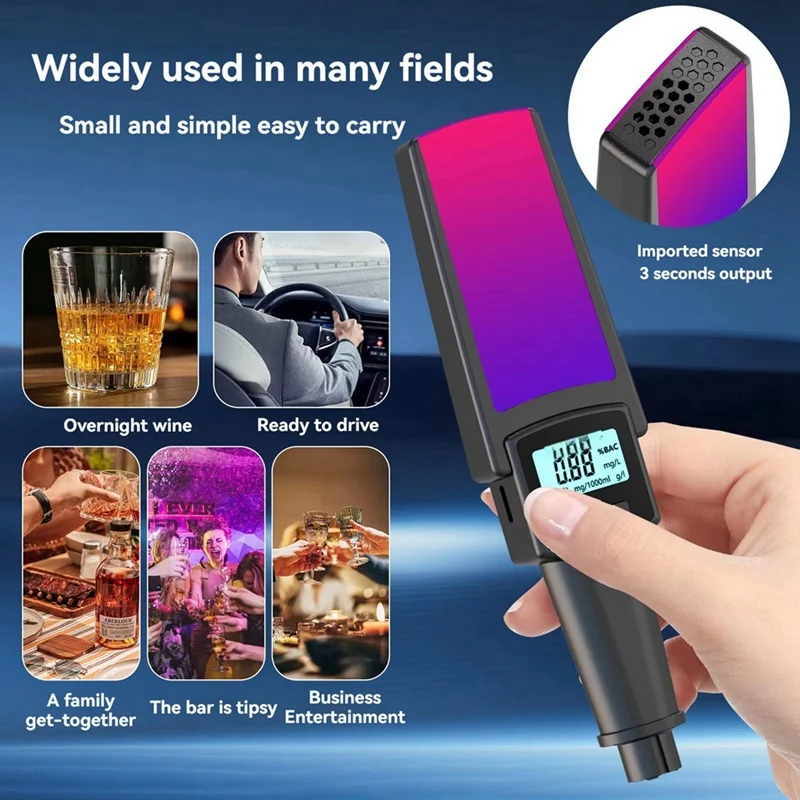 2 In 1 Handheld Breathalyzer Digital Breath Alcohol Tester With Safety Hammer Window Breake Blowing Type Alcohol Tester