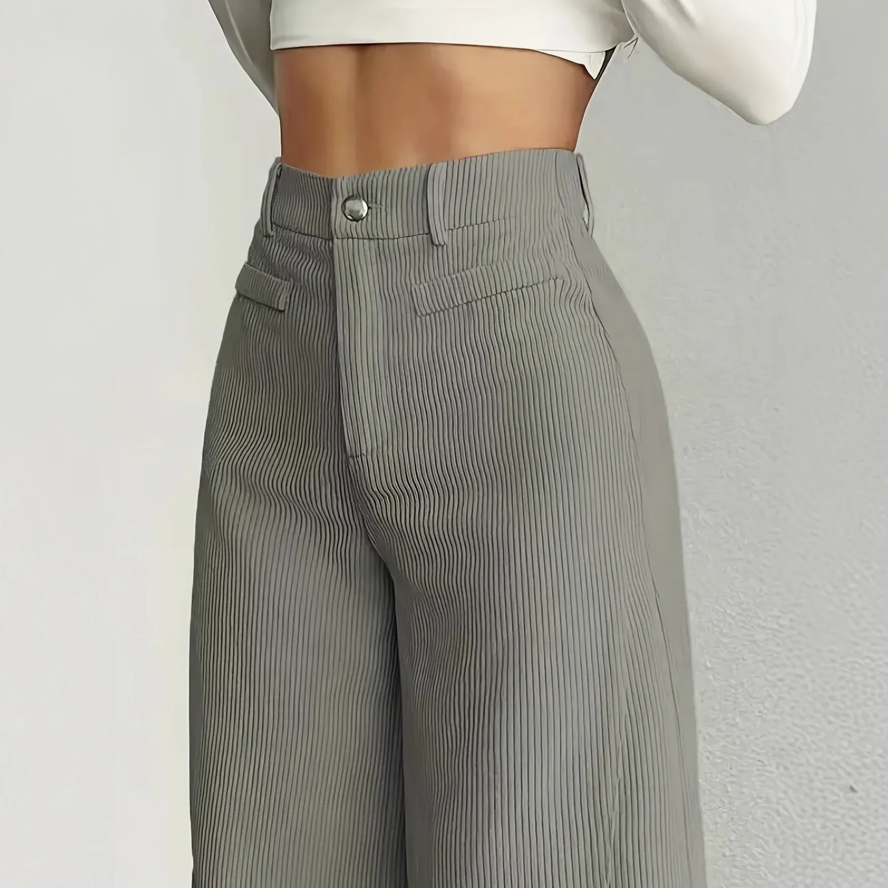 

High Waist Striped Wide Leg Pants Commute Versatile Casual Long Trousers New 2025 Women's Fashion Cross-Border Clothing