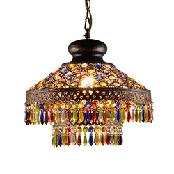 Bohemian retro bedroom restaurant pendant light colorful crystal light bar restaurant coffee shop hotel pendant lamp